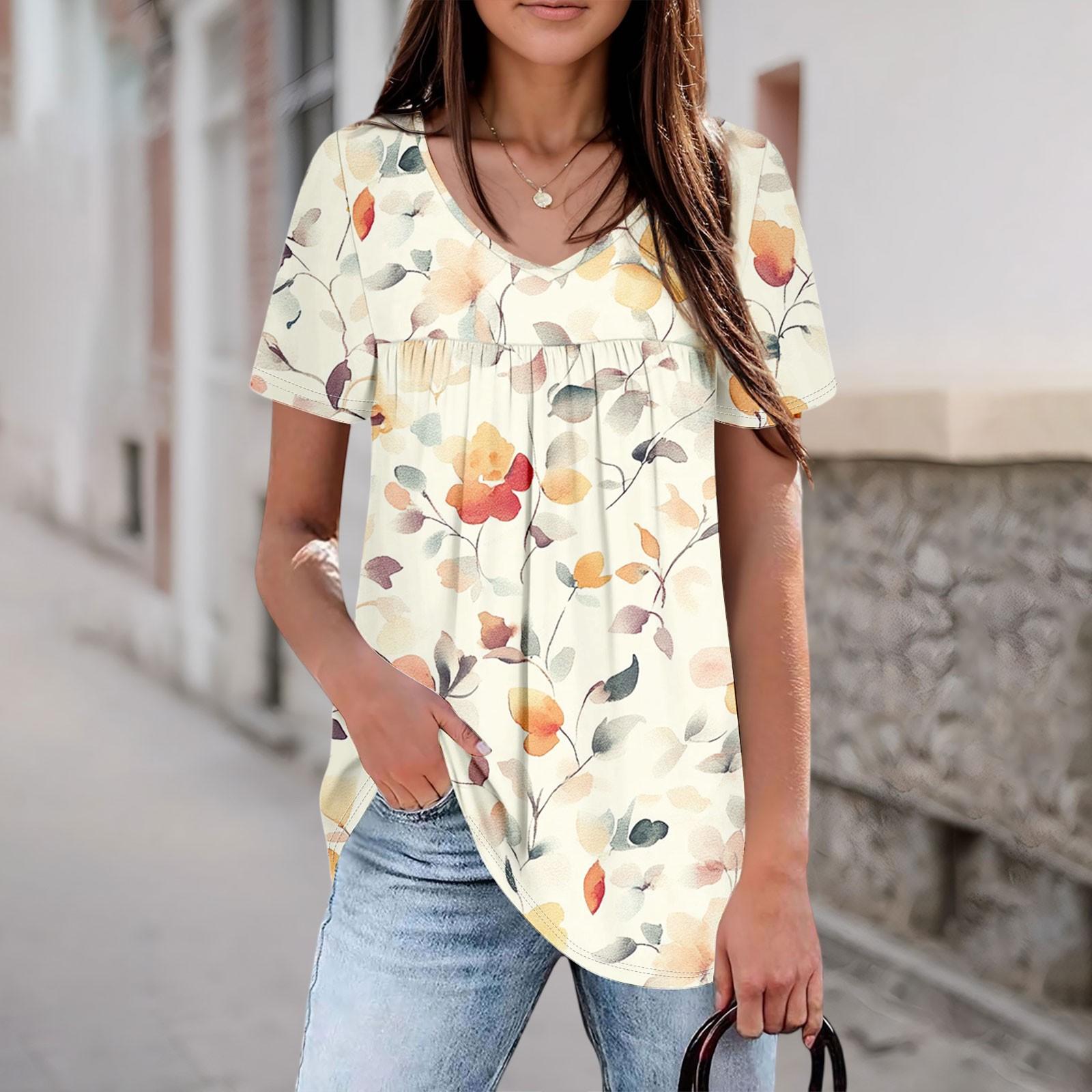 

Женский повседневный топ с V-образным вырезом и короткими рукавами, плиссированный на груди, с короткими рукавами XL жёлтый