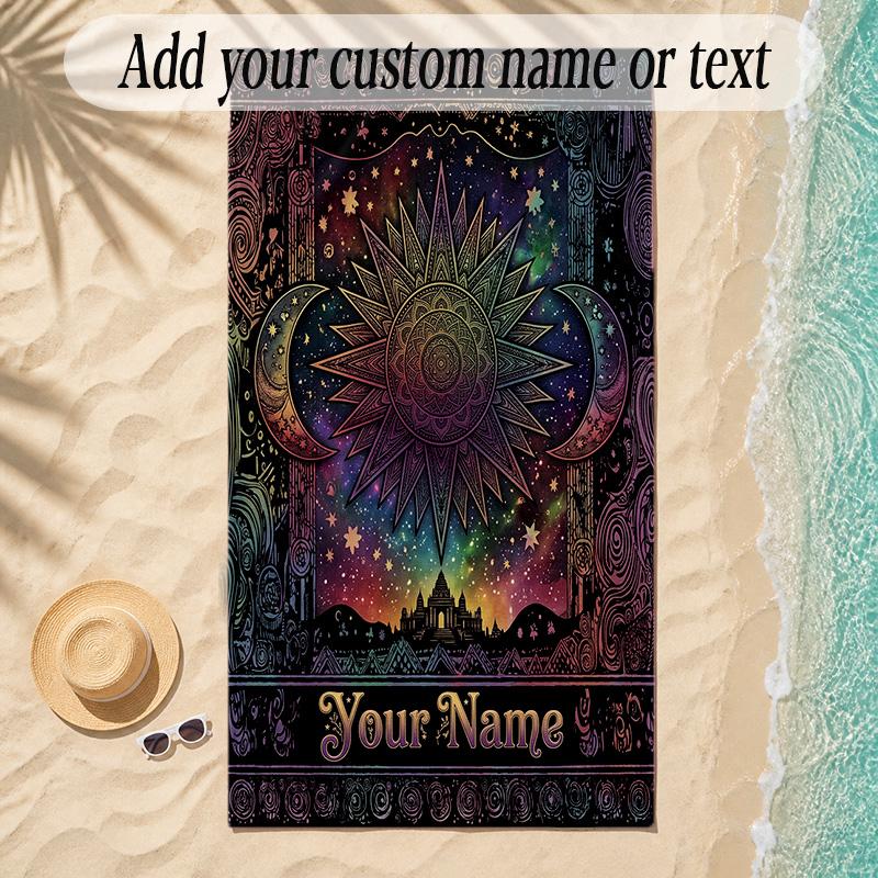 Cosmic Theme Soft Beach Towel Personalized Custom Name Text Towel Portable for Beach Pool Travel