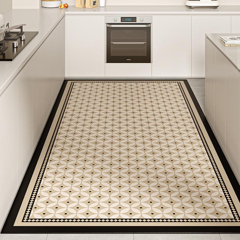 American Retro Waterproof Oil-Proof Kitchen Rug: Easy-Clean High-End Leather Mat for Entrance