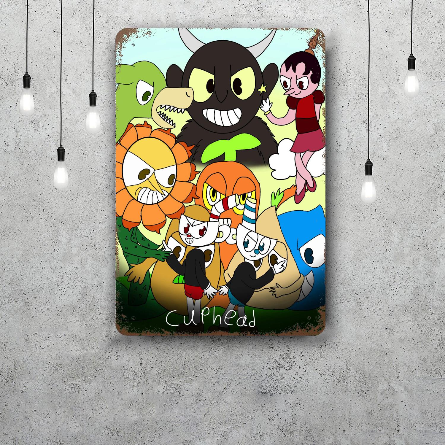 

Game Cuphead Decor Vintage Metal Signs Tin Signs Captain Poster Decor for Bar Pub Club Man Cave Wall Decoration 20x30cm（7.8x11.8inch）