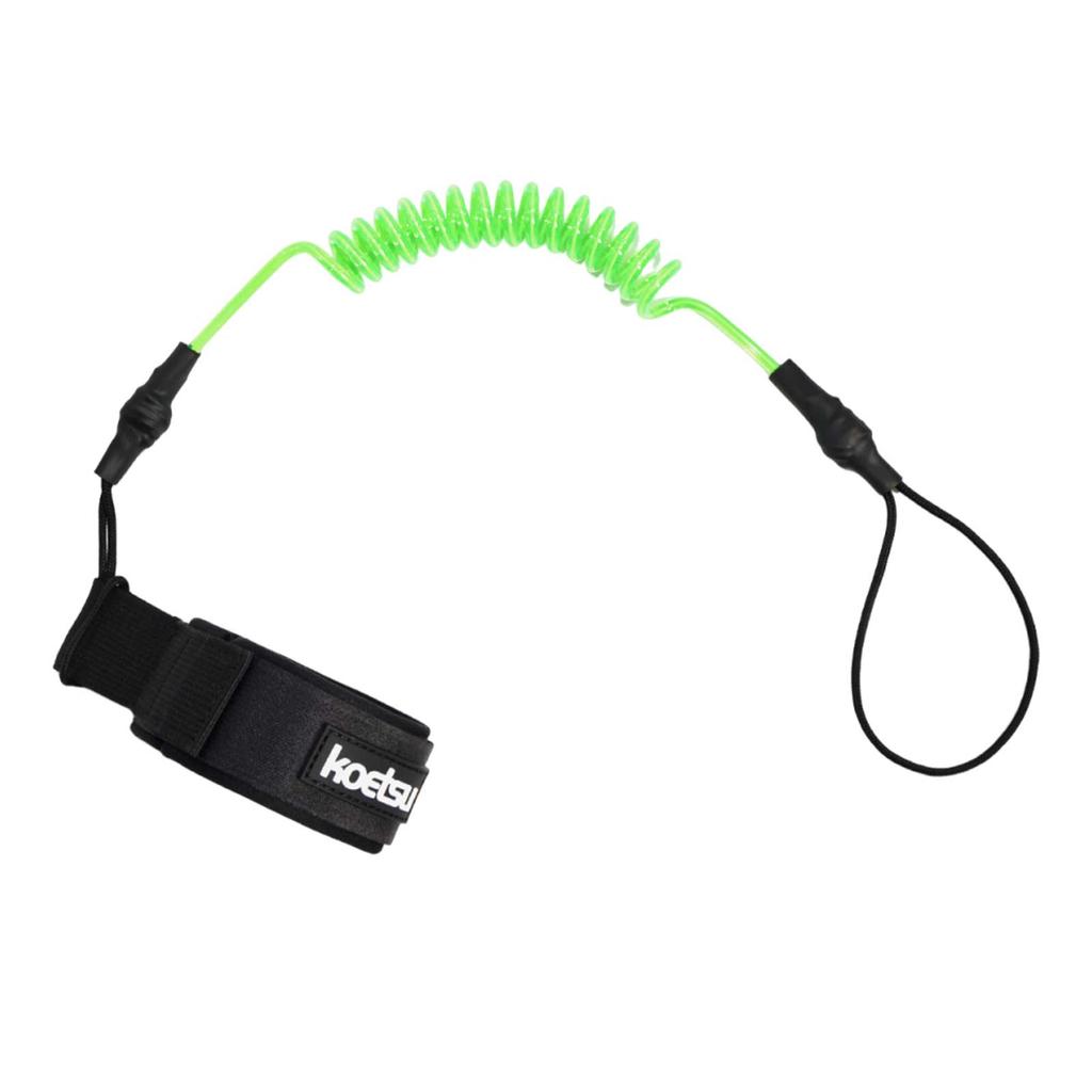 Coiled Bodyboard Leash 5mm TPU Coiled Surfing Wrist Leash with Hook-and-Loop Wrist Strap & Quick-Release Pull Tab