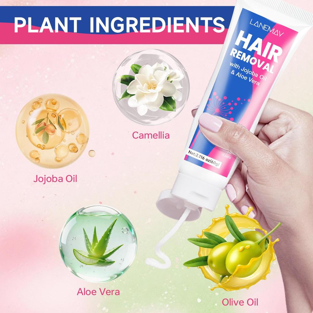 Hair Removal Cream-Fast and Gentle Formula-Effective Hair Removal-Longer-Lasting Results-Suitable For All Skin Types, 60g