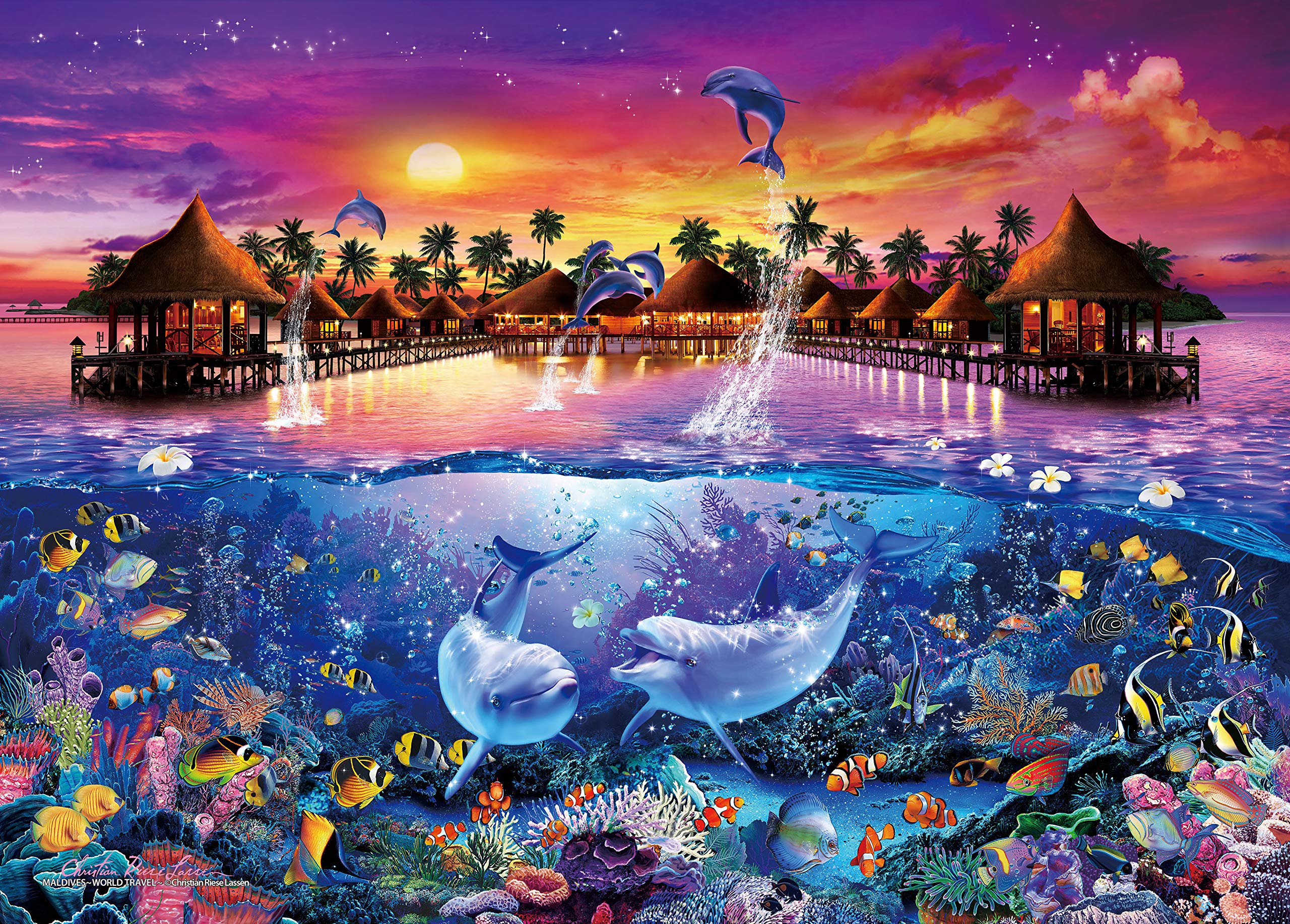 

500 Piece Jigsaw Puzzle Lassen Maldives ~World Travel~ [Glow-in-the-dark Puzzle] (38x53cm)
