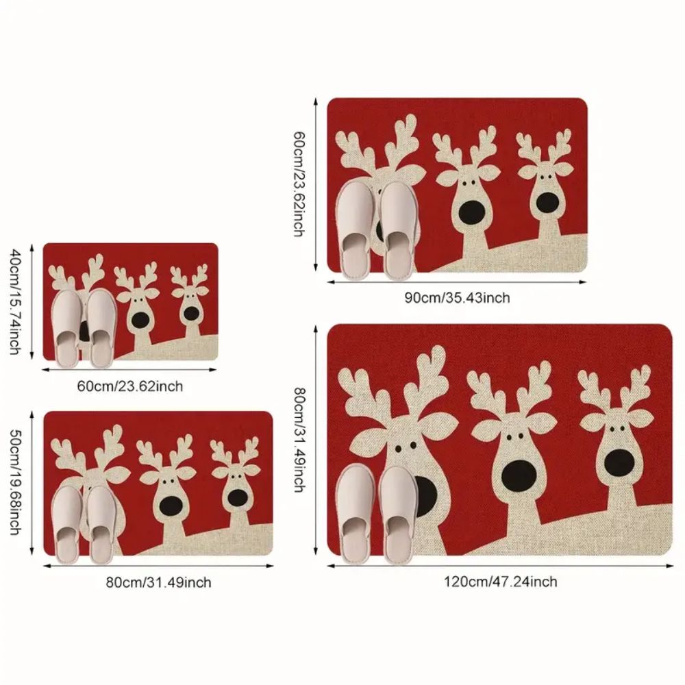 Christmas Welcome Floor Mat for Indoor and Outdoor Entrance, Courtyard Entrance Passage Carpet, Home Decoration