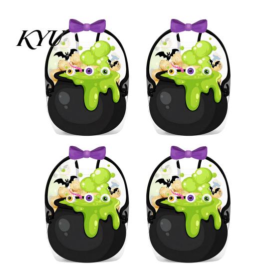 Candy Bags with Handle 2/4/6Pcs Clear Gift Bag for Halloween Christmas, Goodie Treat Holders Handle, Resealable Sealed Pouch Holiday Party Favors