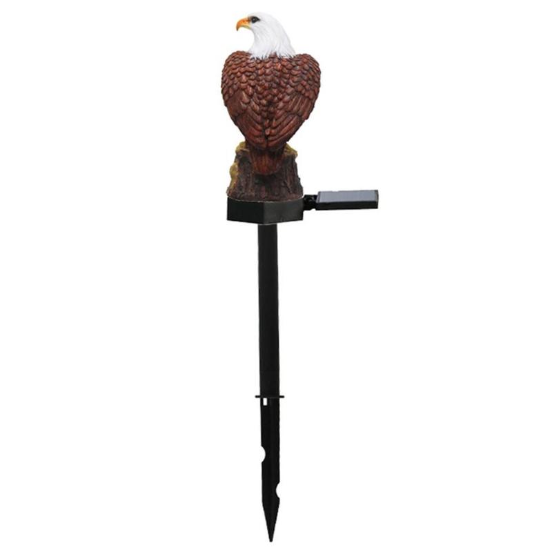 Solar Eagle Resin Statue Outdoor Garden Stake Lights Bald Eagle Sculpture Animal Stump Lamp for Lawn Pathway Decoration