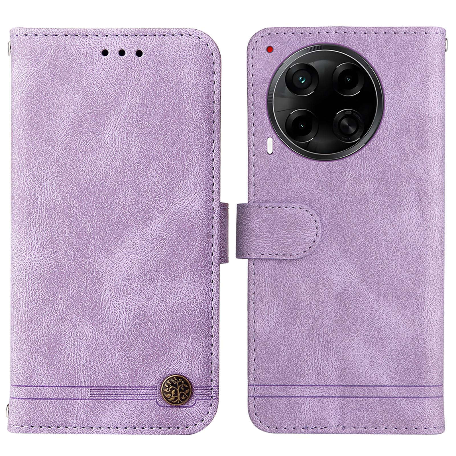 

Для TECNO Camon 30S Pro 4G/Camon 30S 4G Кожаные чехлы-кошельки Чехол для телефона с приятной на ощупь поверхностью Подставка с ремешком Purple