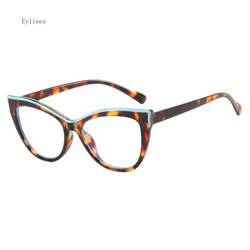 Women's Eyeglasses Trend Cateyes Sexy Flat Mirror TR90 Anti-blue Light Eyeglasses Frame Transparent Optical Computer Eyewear