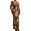 Women's Positioning Print Backless Sleeveless Long Dress