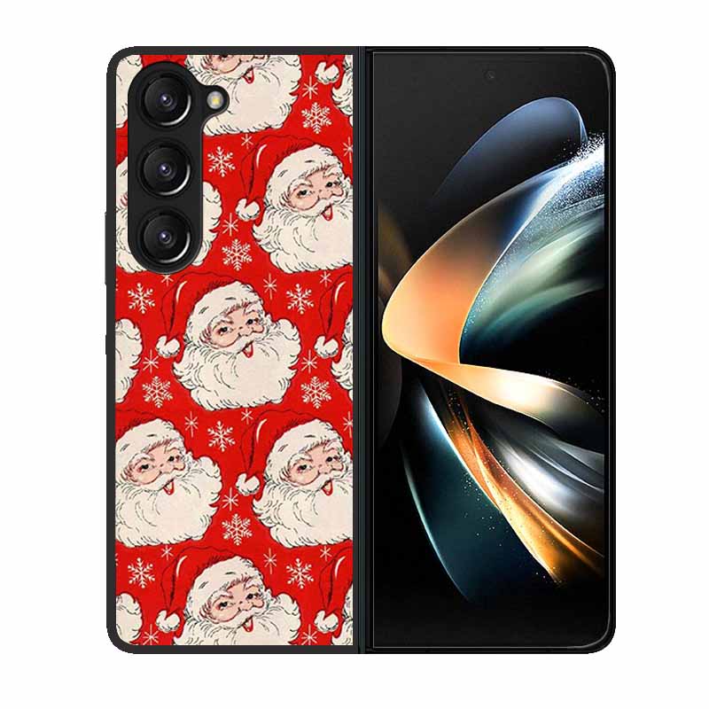 Christmas Case For Samsung Galaxy Z Fold 6 5 4 3 Cover Fold5 Fold4 Lovely Black Hard Plastic PC Cover For Galaxy Z Fold5 5G Case