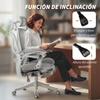 Reclining Mesh Desk Chair with Headrest, Lumbar Support, Footrest and Adjustable Height, Light Gray