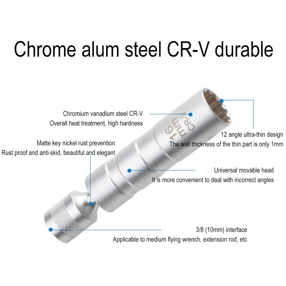 Εργαλείο Επισκευής Αυτοκινήτου 14/16mm Κλειδί Μπουζί Μαγνητικό 12 Γωνιών Εργαλείο Αφαίρεσης Μπουζί Λεπτού Τοιχώματος Καρυδάκια Κίνησης 3/8"