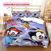 Animaniacs Set cu model cuvertură de pat Decorare casă Cadou (1 * husă de pilotă + 2 * fețe de pernă fără miez)