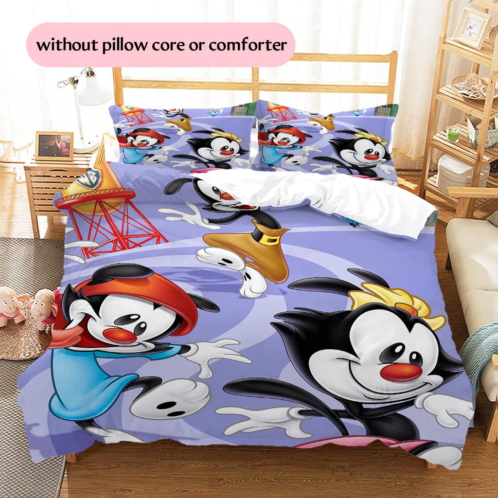 Animaniacs Set cu model cuvertură de pat Decorare casă Cadou (1 * husă de pilotă + 2 * fețe de pernă fără miez)