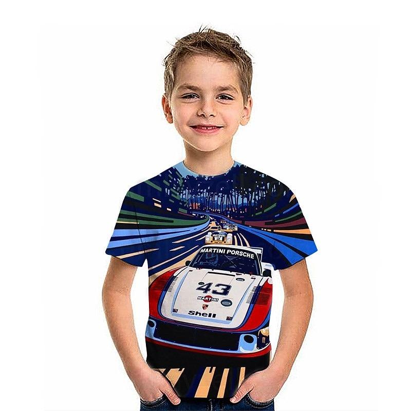 Boys' 3D Graphic Car 3D Print T shirt Tee Short Sleeve 3D Print Summer Active Fashion Cool Kids 3-12 Years