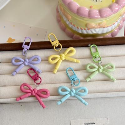 1 Adet Yaratıcı Tasarım Tatlı Şeker Rengi Anahtarlık Oyuk Tasarım Fiyonk Kore Modası Anahtarlık Düzenleyici Kawaii Öğrenci Malzemeleri