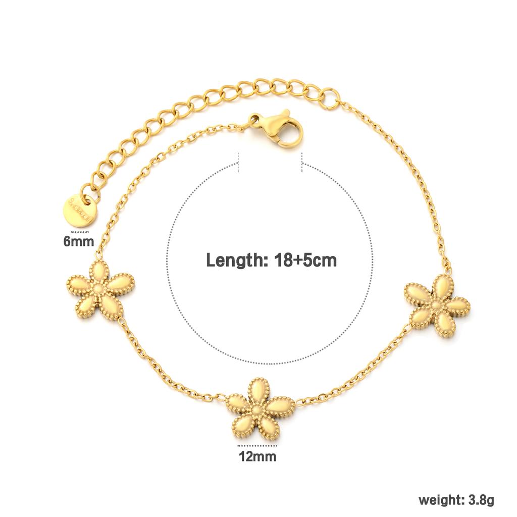 Fashion Beach Tassel Bracelet for Girls, Dating Jewelry Vintage Elegant Stainless Steel Gold-plated Bracelet Accessory