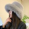 Harajuku Fluffy Fur Fisherman Hat Imitation Fur Luxury Plush Hat Retro Winter Fluffy Hat  Outdoor