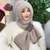 Hat Women's Autumn and Winter New Thickened Plus Plush Woolen Hat Scarf Integrated Bow Style Warm Men's and Women's Hat