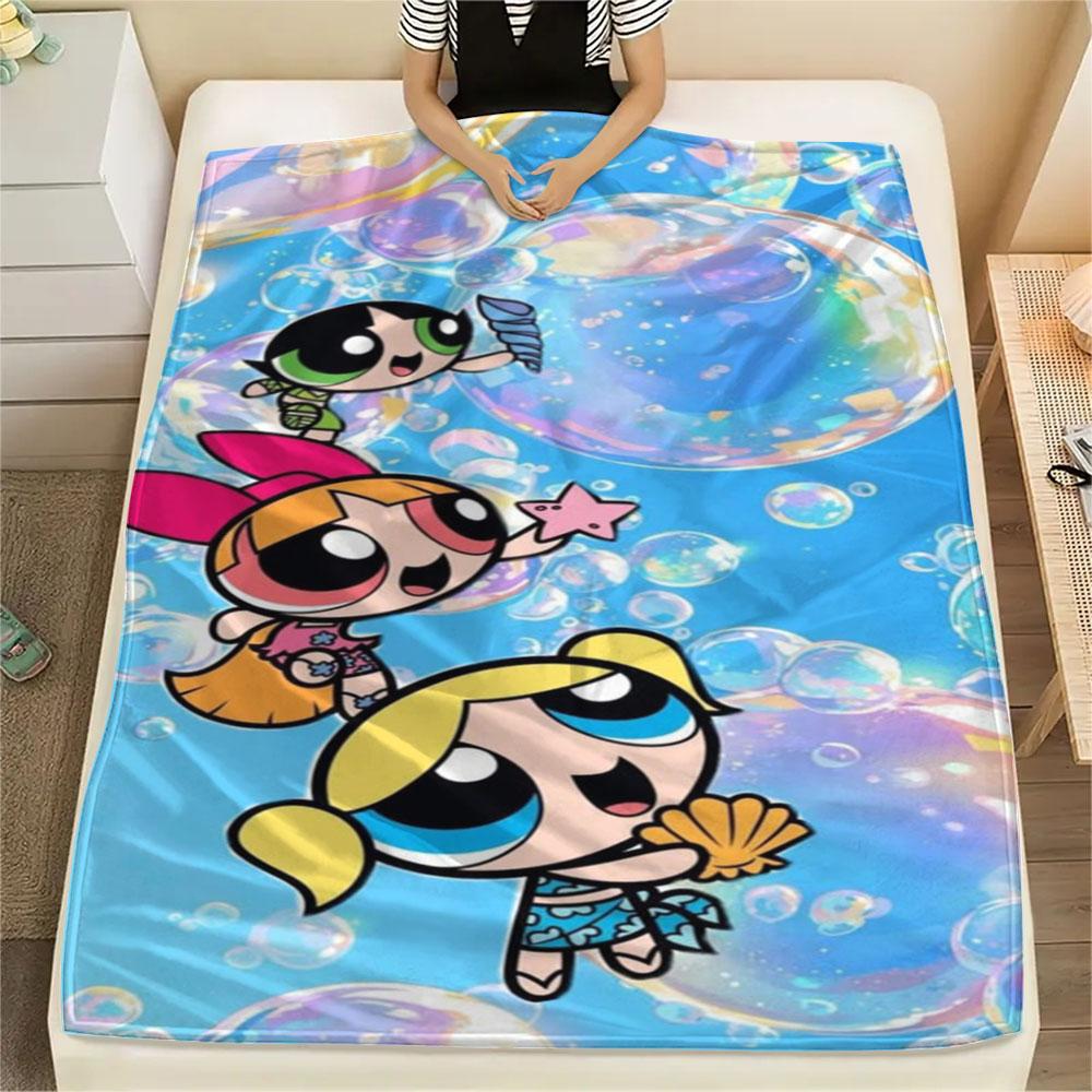 Powerpuff Girls Cartoon printing Flannel Blanket Bedroom Sofa Camping Warm blanket Gifts for family and friends-MJ008