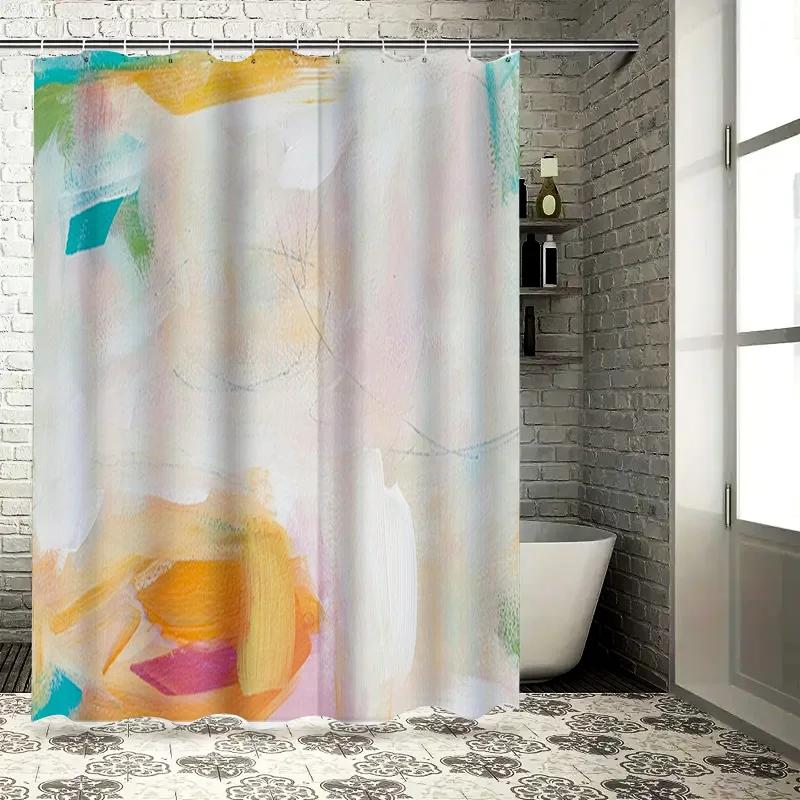 

Brightly Colored Geometric Shower Curtain Modern Bathroom Decor Waterproof Fabric Machine Washable (Multicolor) W90xH180cm
