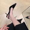Fashion Leisure Women's Pumps Party Wedding Women Heels Shoes 7.5CM Fashion Elegant Genuine Leather Cow Leather Pointed Tip