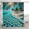 Tropical Beach Palm Tree Shower Curtain Ocean Art Bathroom Decor Clear Water Sand Shore Bath Curtains Modern Home Interior