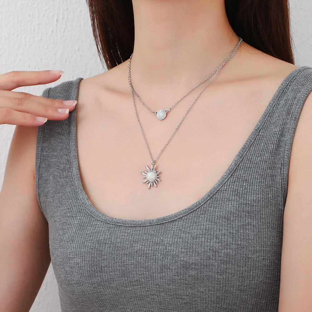 Modern Alloy Geometric Double Layer Necklace For Women Ideal For Everyday Wear