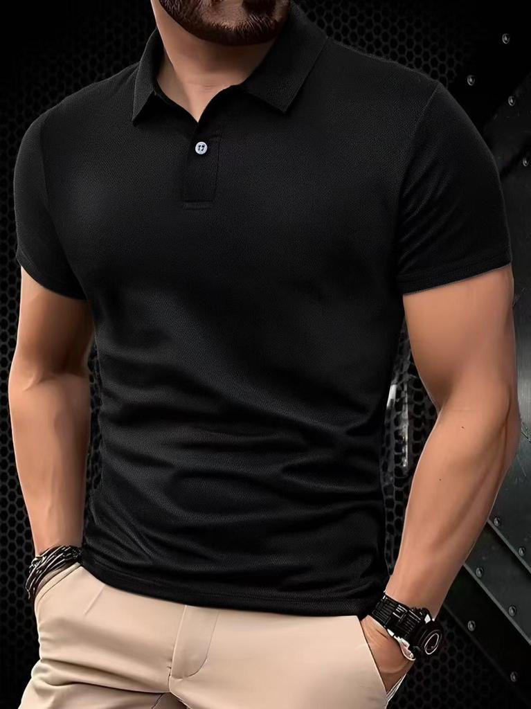 European Men's Summer Mesh Breathable Short Sleeve Polo Shirt - Slim Fit Casual T-Shirt