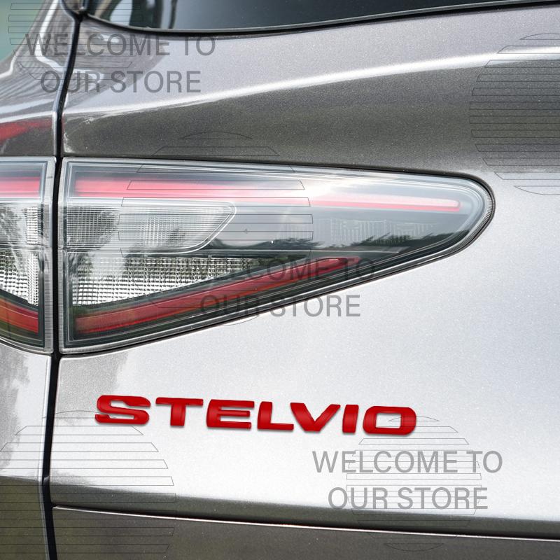 Car Decor Metal For Stelvio Alfa Romeo Letter Emblem 3D Sticker Accessories Glossy Black Tail Rear Trunk Decals