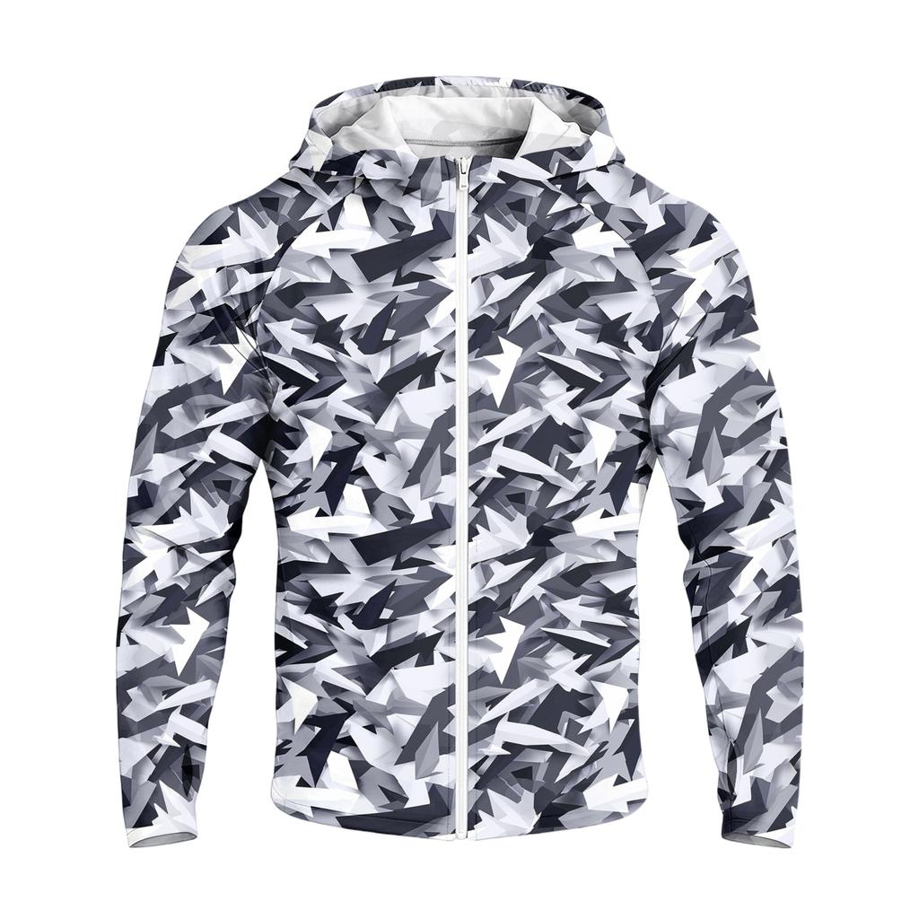 Men's Casual Raglan Sleeve Hooded Long Sleeve Sun Protection Jacket Full Zip Lightweight Outdoor Sports Windbreaker