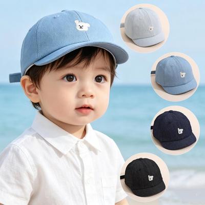 Süßer Baby Cartoon Denim Baseballkappe Kurzer Schirmmütze für Kleinkind Junge Mädchen Sommer Sonnenschutz Kinder Schirmmützen