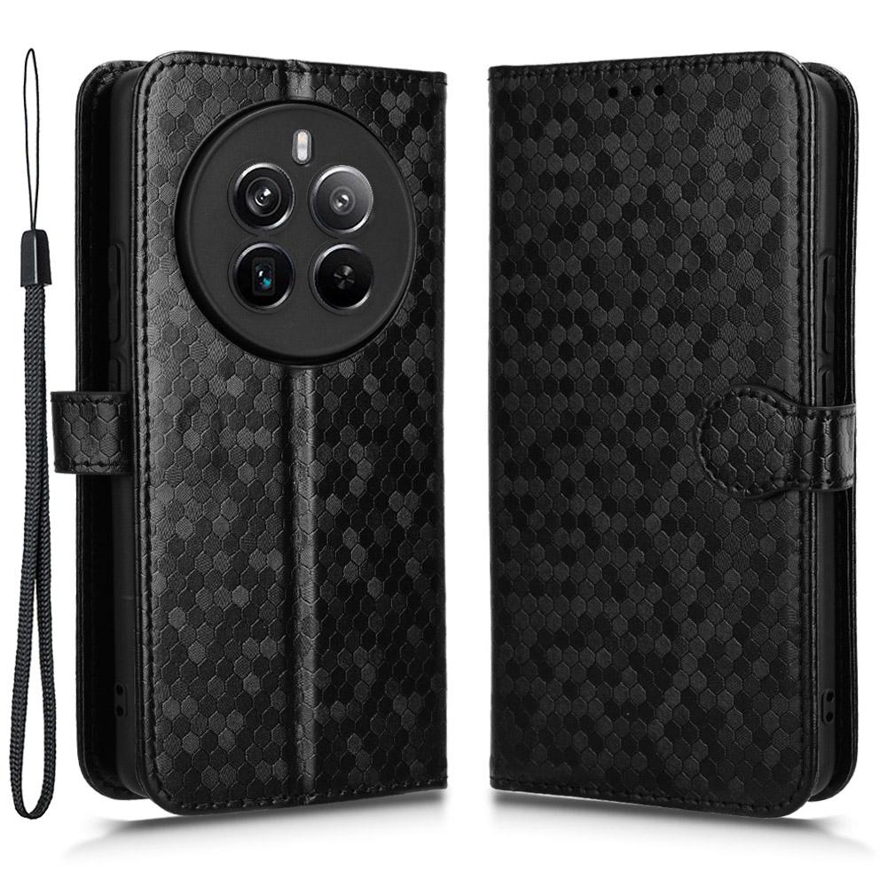 For Realme 12 4G/12+ 5G Case Dots Imprinted PU Leather Mobile Phone Cover with Viewing Stand