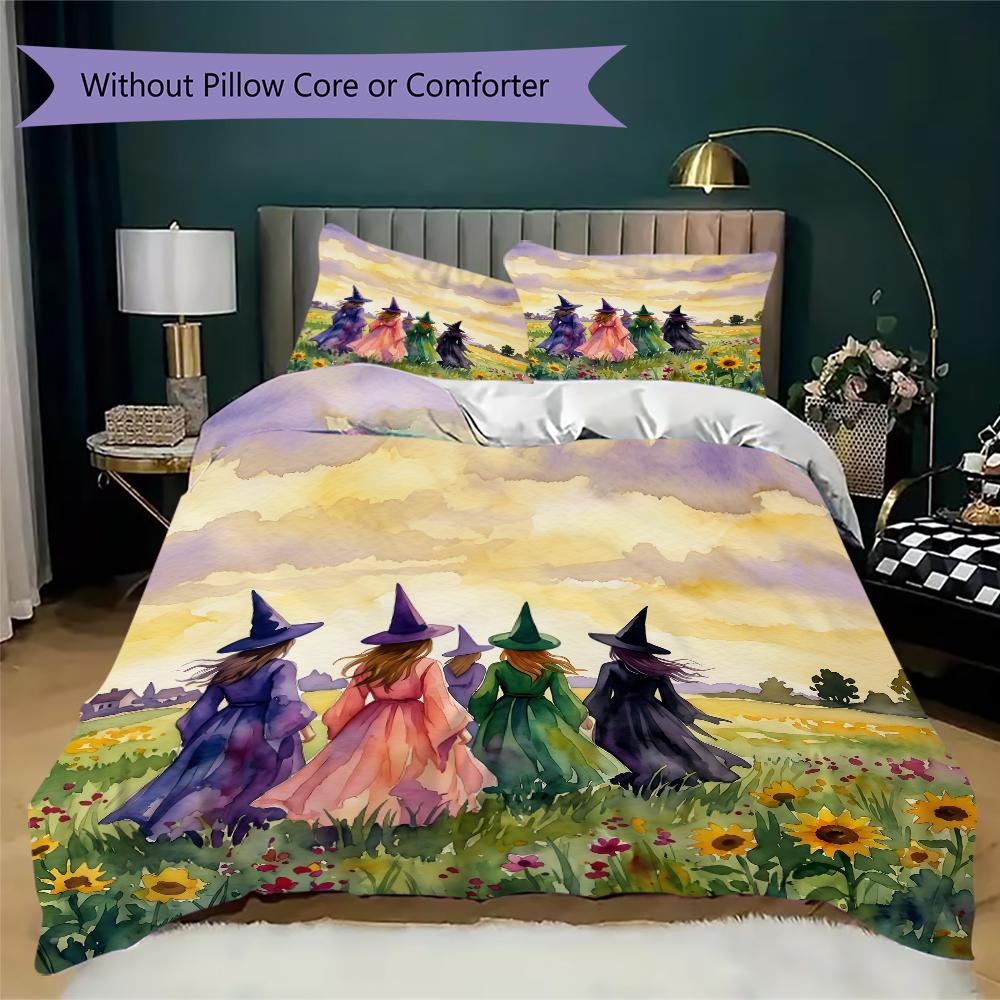 Wizard Witch Book Pattern Bedding uilt Set uilt Cover Pillowcase Home Decoration Birthday Gift (1 * duvet cover + 2 * pillowcase without core)