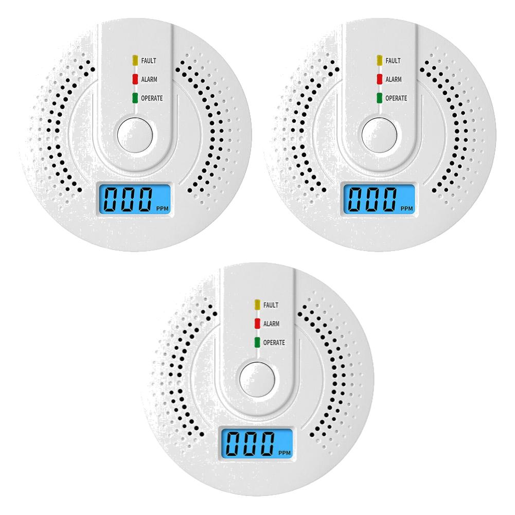 5-1PCS Digital Carbon Monoxide Detector Sound & Light Warning CO Alarm Sensor Battery Powered CO Gas Monitor for Home Warehouse