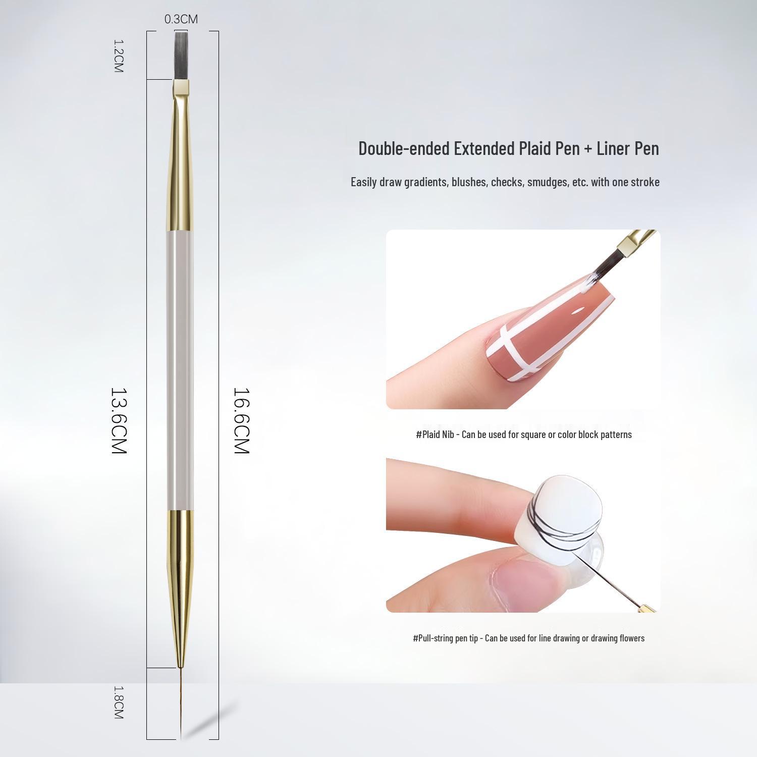 

Dual-Tip Flexible Plaid Nail Art Brush & Liner Pen