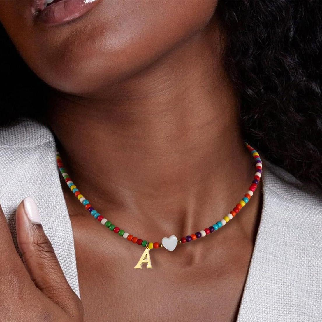 

Bohemian Heart Shell Necklace: Women’s Fashionable 26-Letter Clavicle Chain Bohemian Style