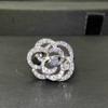 CopperFlower Shaped Cubic Zirconia Rings for Women Sparkling Accessories Wedding Engagement Party Jewelry Gifts