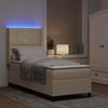 LED Box Spring Bed with Headboard Cream 80 X 200 Cm Fabric