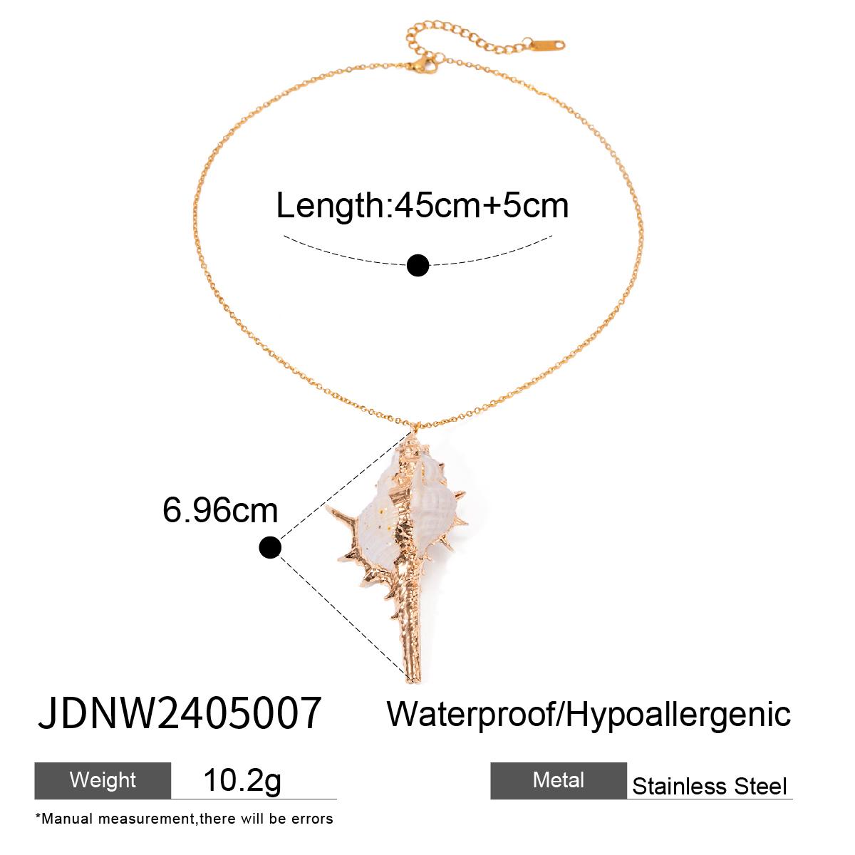 

Ожерелье из нержавеющей стали с позолотой 18 карат, подвеска в виде белой ракушки, антиаллергическое металлическое украшение для женщин, пляжный подарок
