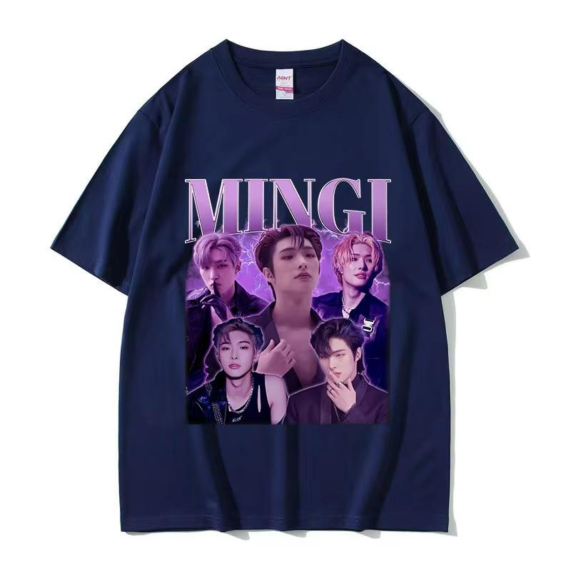 Korean Band Mingi Ateez Print Graphic Tee Shirt Women Summer Hip Hop Kpop O-Neck Clothing T-shirt Unisex 100% Cotton T Shirts