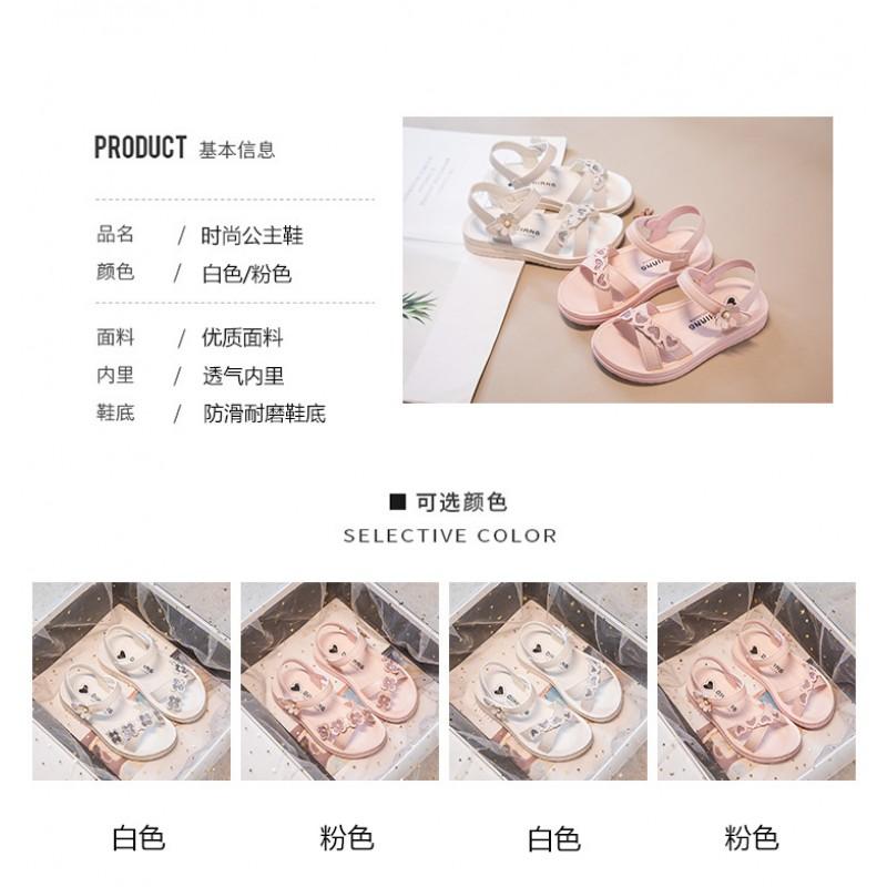 Girls Sandals With Sparkle Accents Soft Rubber Sole Princess Style Slip-On Beach Outdoor Daily Wear