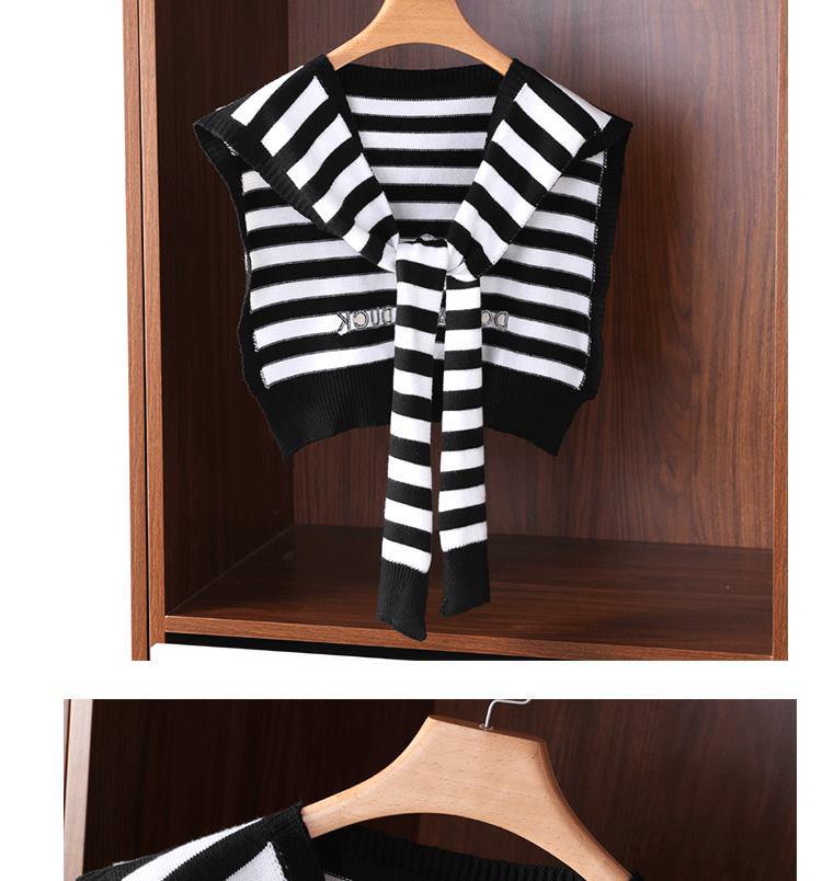 Donald Duck Embroidered Striped Wool Shawl - Women's Lightweight Knitted Scarf & Shoulder Protector for Spring & Autumn