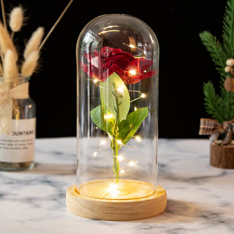 Glass cover simulation rose ornament, immortal flower ornament creative Mother's Day Valentine's Day gift