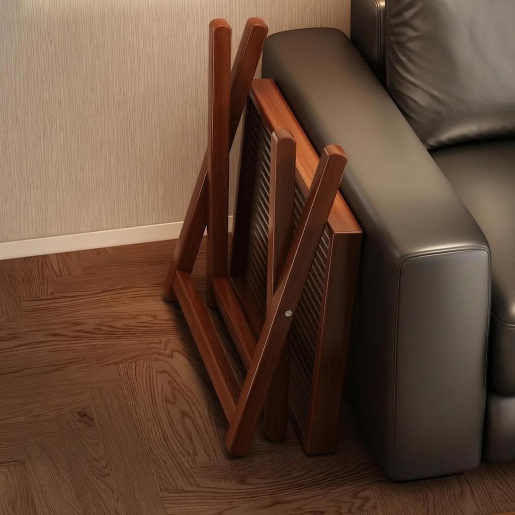 Foldable Folding Square Bamboo Side Table Wooden Tray-Style
