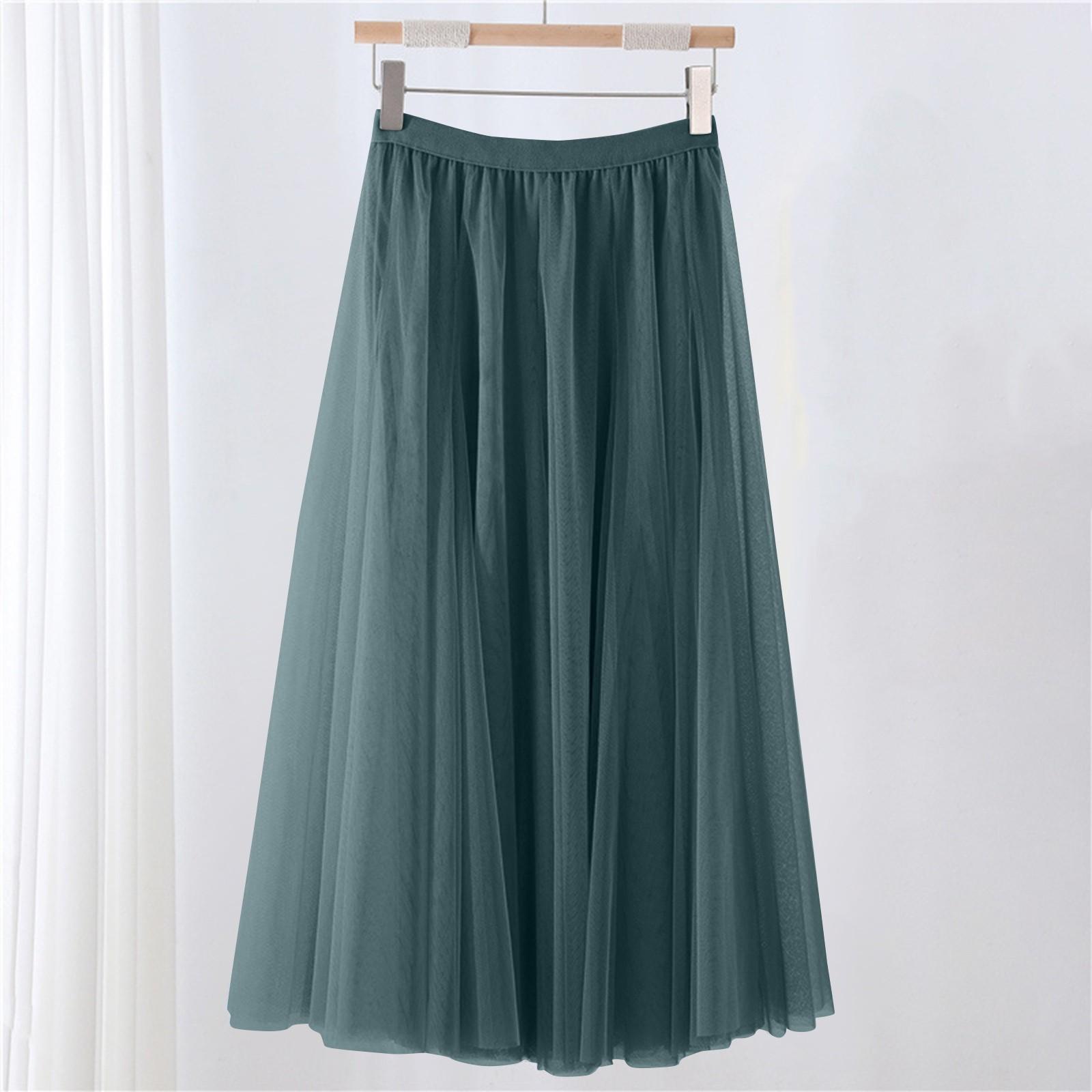 

Женская однотонная сетчатая юбка с резинкой, большая юбка средней длины 90