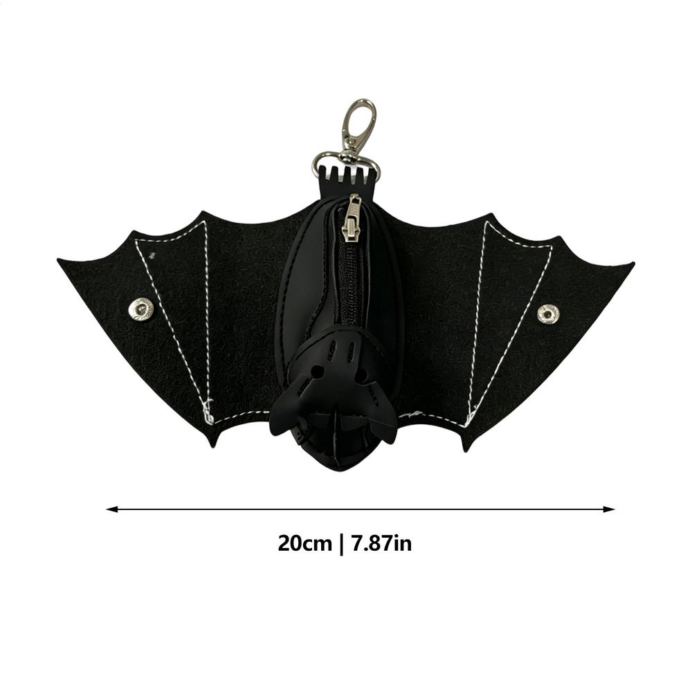 Handmade PU Leather Bat Gothic Coin Bag Keychain Change Purse With Foldable Wings For Shopping Travel Work School Events Outdoor