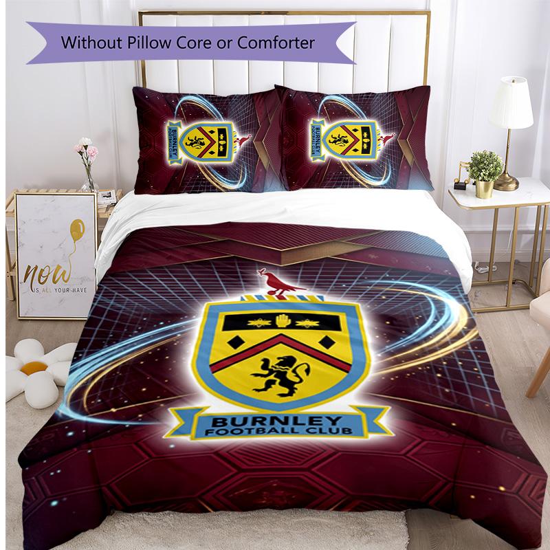 Set Lenzuola Stampato Burnley Football 3 Pezzi, Comodo Set Copripiumino per Camera da Letto Amico della Pelle