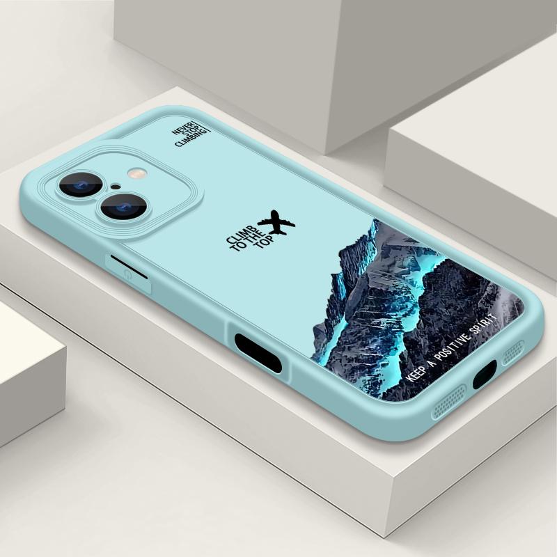 Custodia Antiurto con Motivo Montagna Aereo Per iPhone 16 Pro Max 15 Plus 14 Pro 13 12 11 XS XR 8 7 TPU Morbido Opaco Silicone Cover Guscio