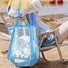 Mehrfarbige Schwimm-Strandtasche mit großem Netz, Sandabweisende tragbare Tasche, Atmungsaktive faltbare Aufbewahrung für Spielzeug, Wasserdichte Aufbewahrungstasche
